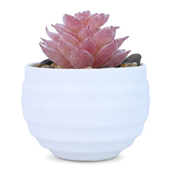 Unique Bargains Artificial Succulent Small Faux Greenery Spiky Tower Dark Pink 3.14in