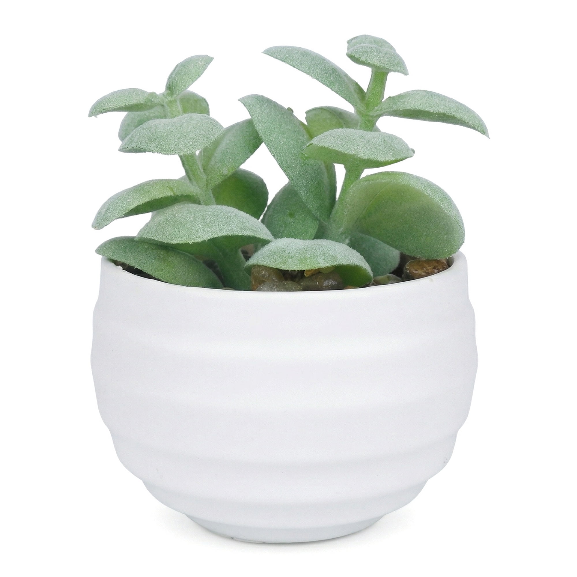 Unique Bargains Artificial Succulents Pots Faux Plants 3.14" Jade Leaf Bright Green
