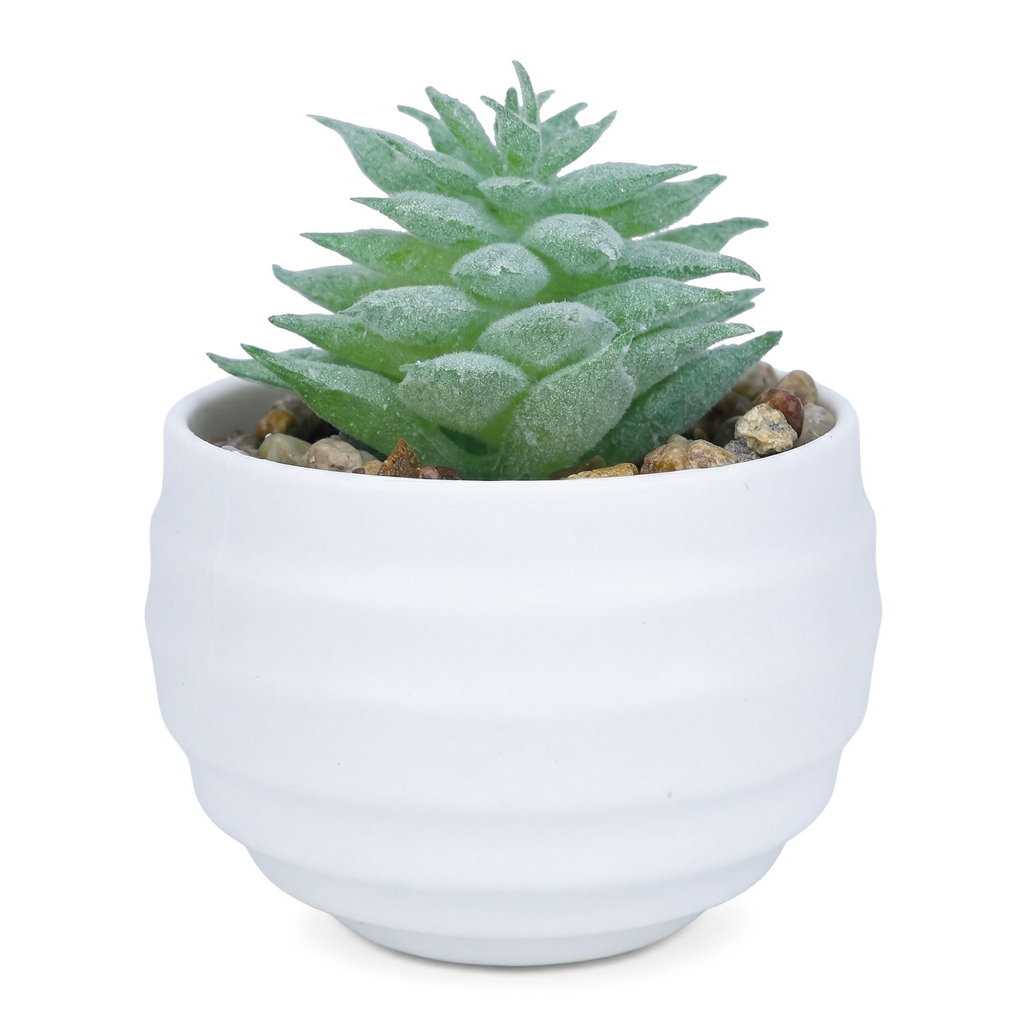 Unique Bargains Artificial Succulents Pots Faux Plants 3.14" Spiky Tower Dark Green