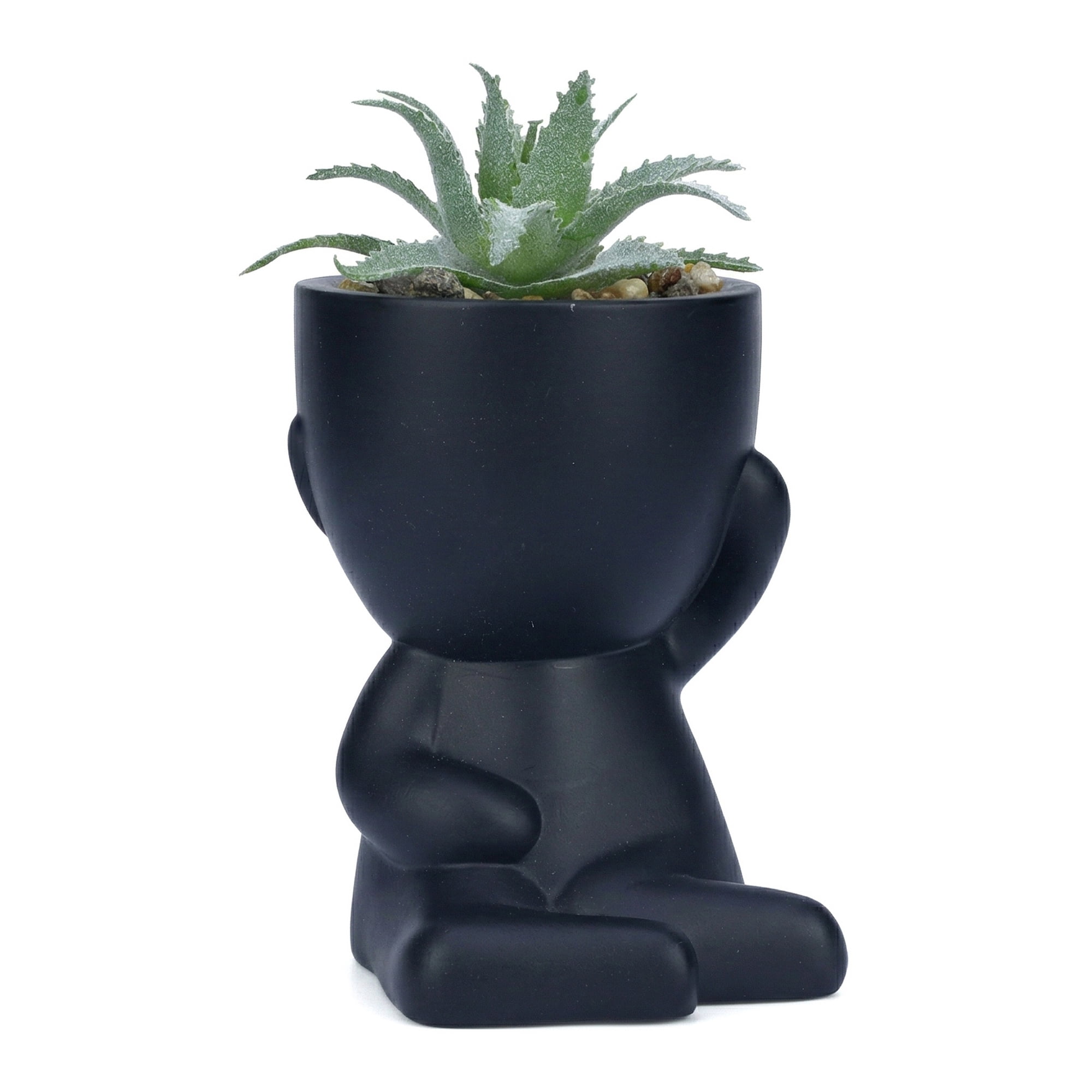 Unique Bargains Artificial Succulents in Humanoid Pots 4.7" Spiky Green