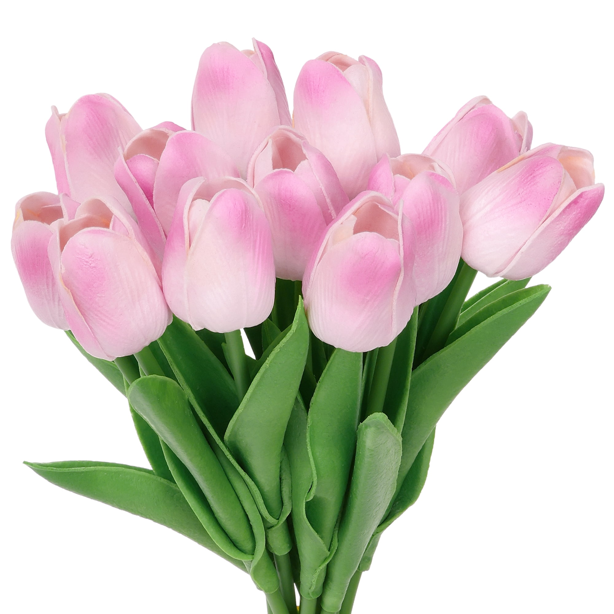 Unique Bargains Artificial Tulip Fake Flowers 12pcs Bouquets for Home Wedding Decor Pink