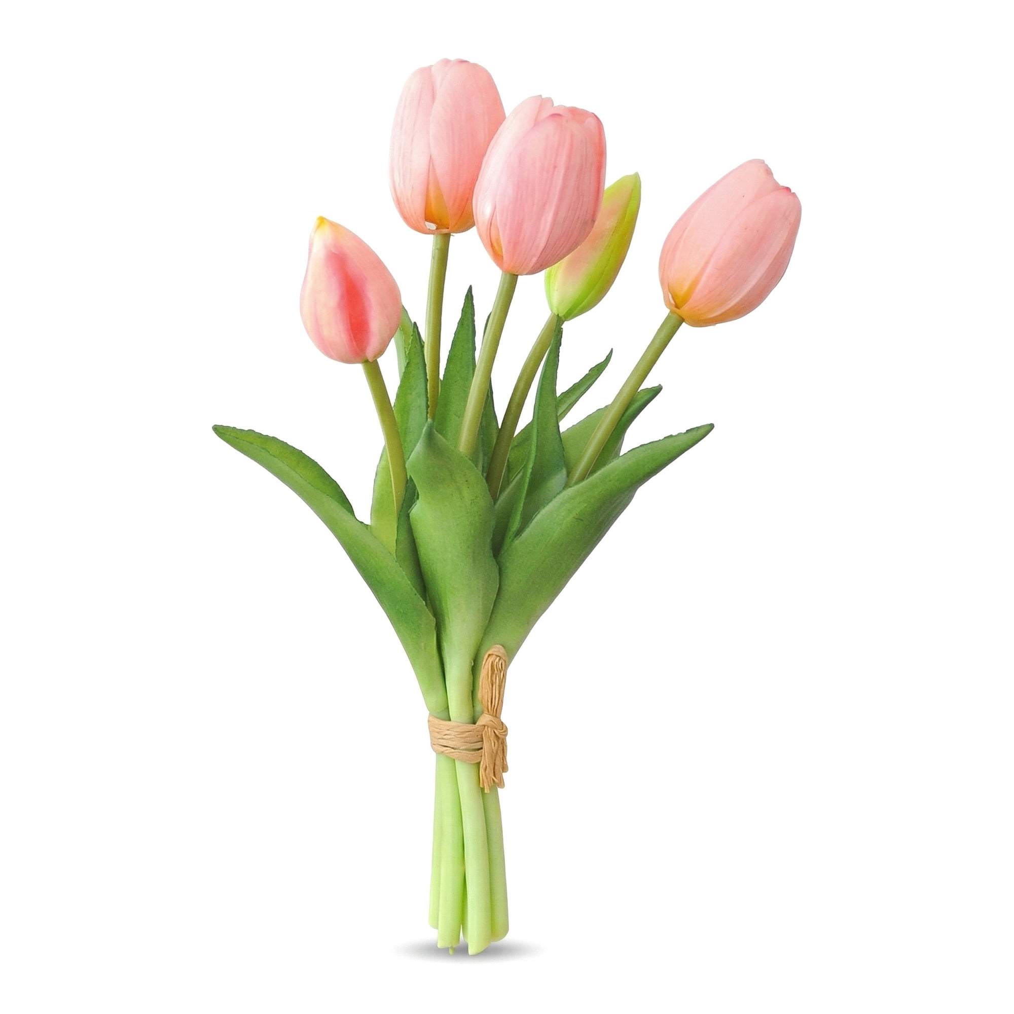 Unique Bargains Artificial Tulips Flowers 5 Pcs Silk Tulips Mini Bouquet [Pink] 9.8 in