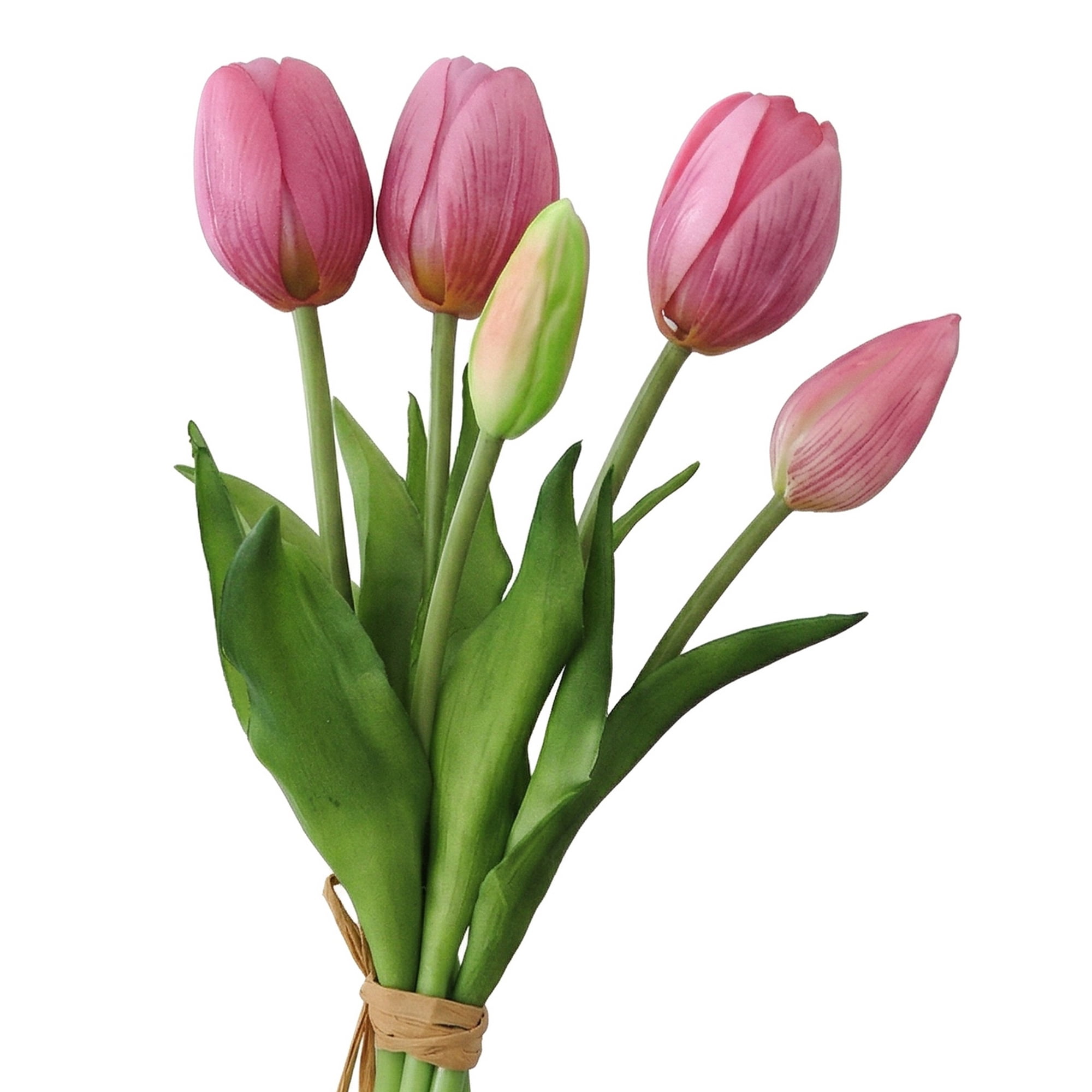 Unique Bargains Artificial Tulips Flowers 5 Pcs Silk Tulips Mini Bouquet Purple 9.8 in