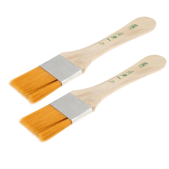 Unique Bargains Artist Wooden Handle 1.3" Width Bristle Oil Painting Brush Brushes 2 Pcs