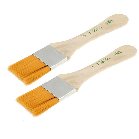 Unique Bargains Artist Wooden Handle 1.3" Width Bristle Oil Painting Brush Brushes 2 Pcs