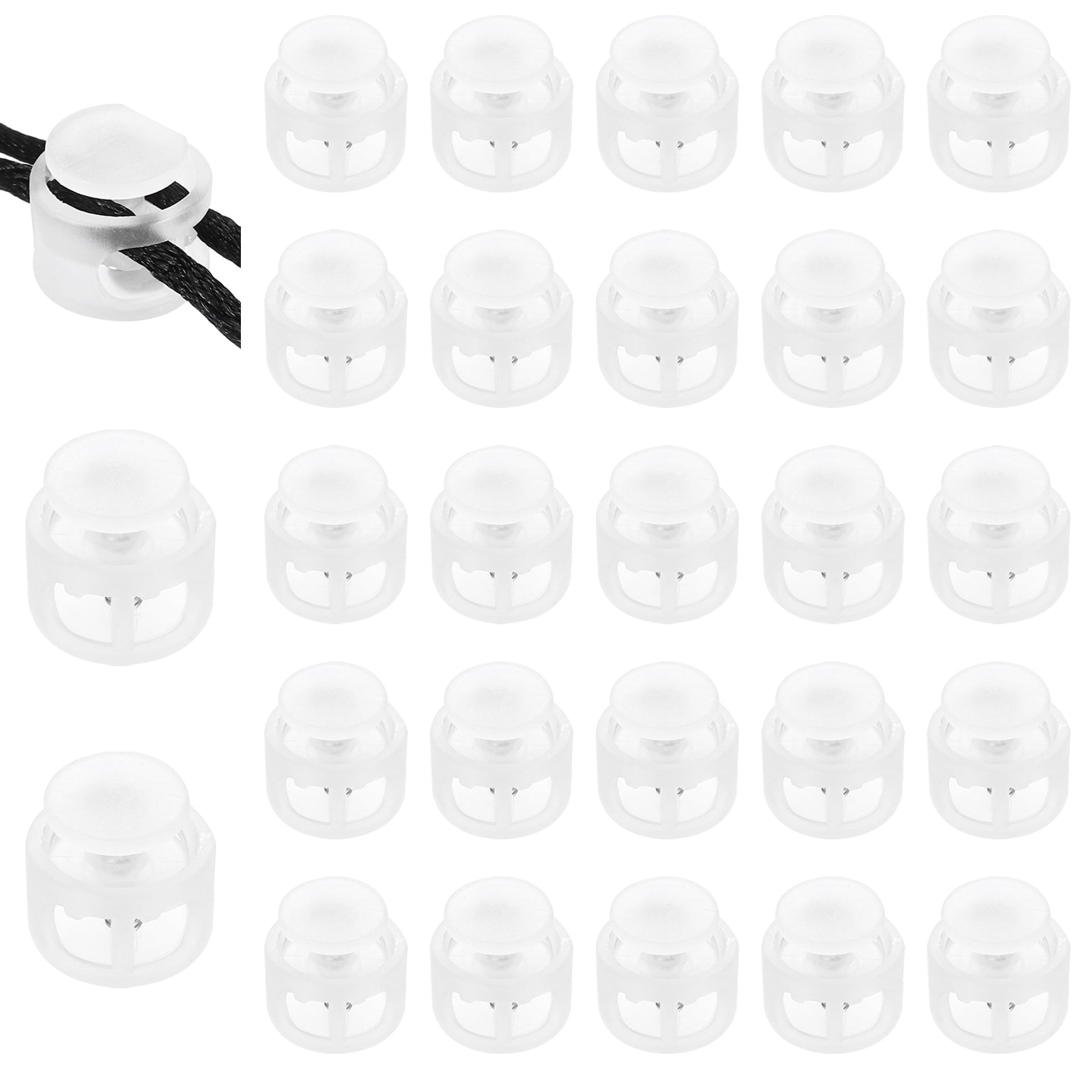 Unique Bargains Assorted Plastic Spring Cord Lock Double-Hole Slider Transparent