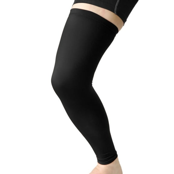 Unique Bargains Athletics Knee Compression Sleeves Support Running Sport Brace Thigh Calf Sock Black XL