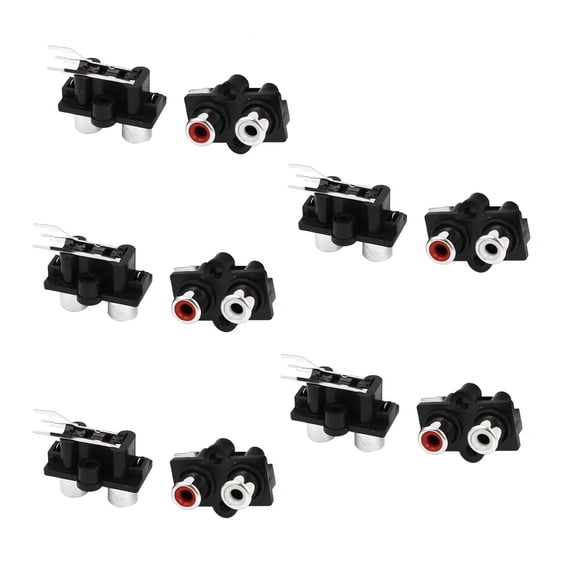 Unique Bargains Audio Video AV Concentric PCB Mounted 2 Female Jack RCA Socket Connectors 10 Pcs