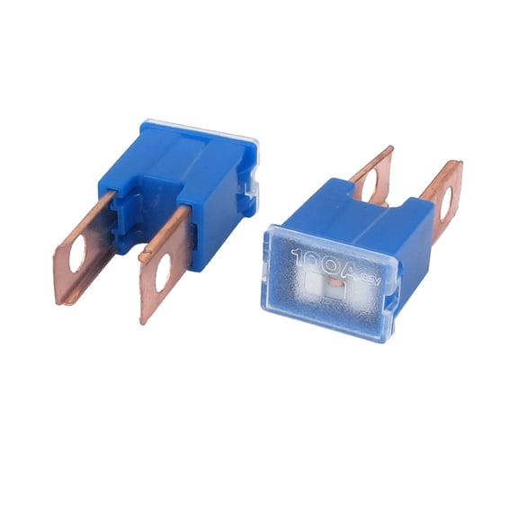 Unique Bargains Auto Car 100A 32V Male PAL 2 Straight Slow Blow Fuse Blue 2Pcs