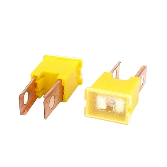 Unique Bargains Auto Car 60A 32V Male PAL 2 Straight Slow Blow Fuse Yellow 2Pcs