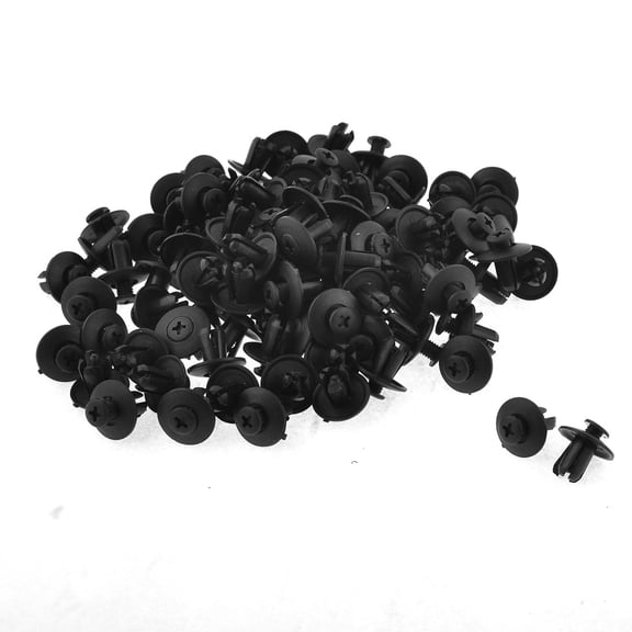 Unique Bargains Auto Car Door Fender 11mm Hole Push Plastic Rivets Fastener Black 100 Pcs