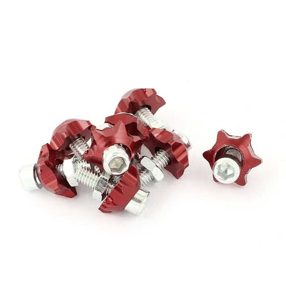 Unique Bargains Auto Car License Plate Tag Frame Bolts Screw Cap Fasteners Red 8pcs