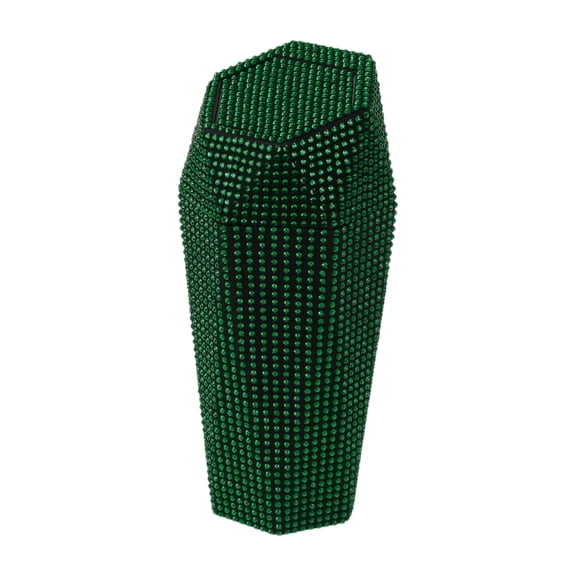 Unique Bargains Auto Car Trash Can Durable Front Seats Trash Bin Green 1 Pc 3.5" Length 3.1" Width 7.9" Height ABS Rhinestone