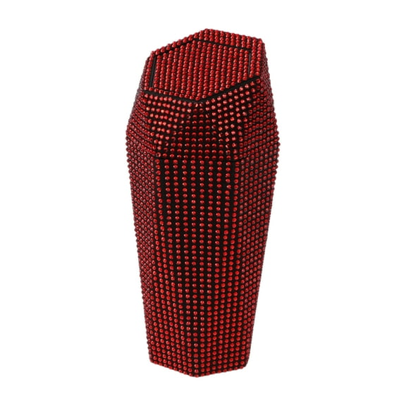 Unique Bargains Auto Car Trash Can Durable Front Seats Trash Bin Red 1 Pc 3.5" Length 3.1" Width 7.9" Height ABS Rhinestone