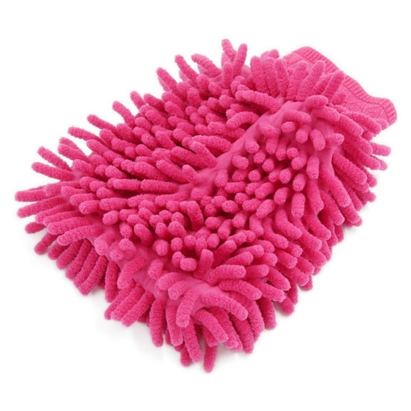 Protective Microfiber Chenille Car Wash Glove Anti Scratch for Home Vehicle Fuchsia