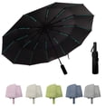 thumbnail image 1 of Unique Bargains Automatic Collapsible Windproof Folding Umbrella Black, 1 of 6