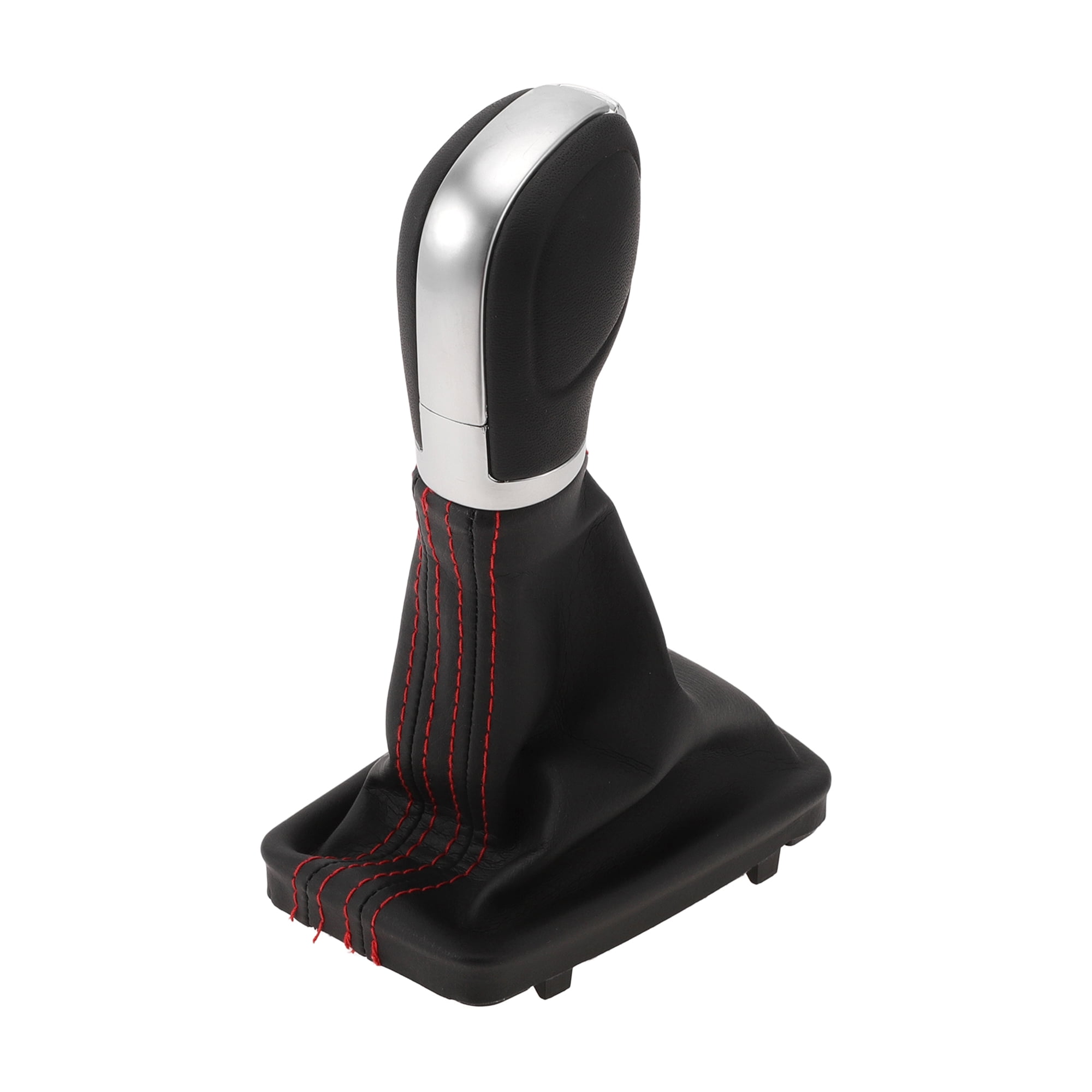 Unique Bargains Automatic Gear Shift Knob with Cover - Car Shift Lever Knob with Cover - for Volkswagen Tiguan 2012-2015 Plastic Faux Leather Black Red - 1 Pc