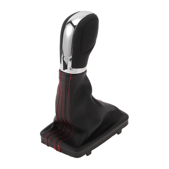 Unique Bargains Automatic Gear Shifter Knob with Cover - Car Shift Lever Knob with Cover - for Volkswagen Tiguan 2012-2015 Plastic Faux Leather Black Red - 1 Pc