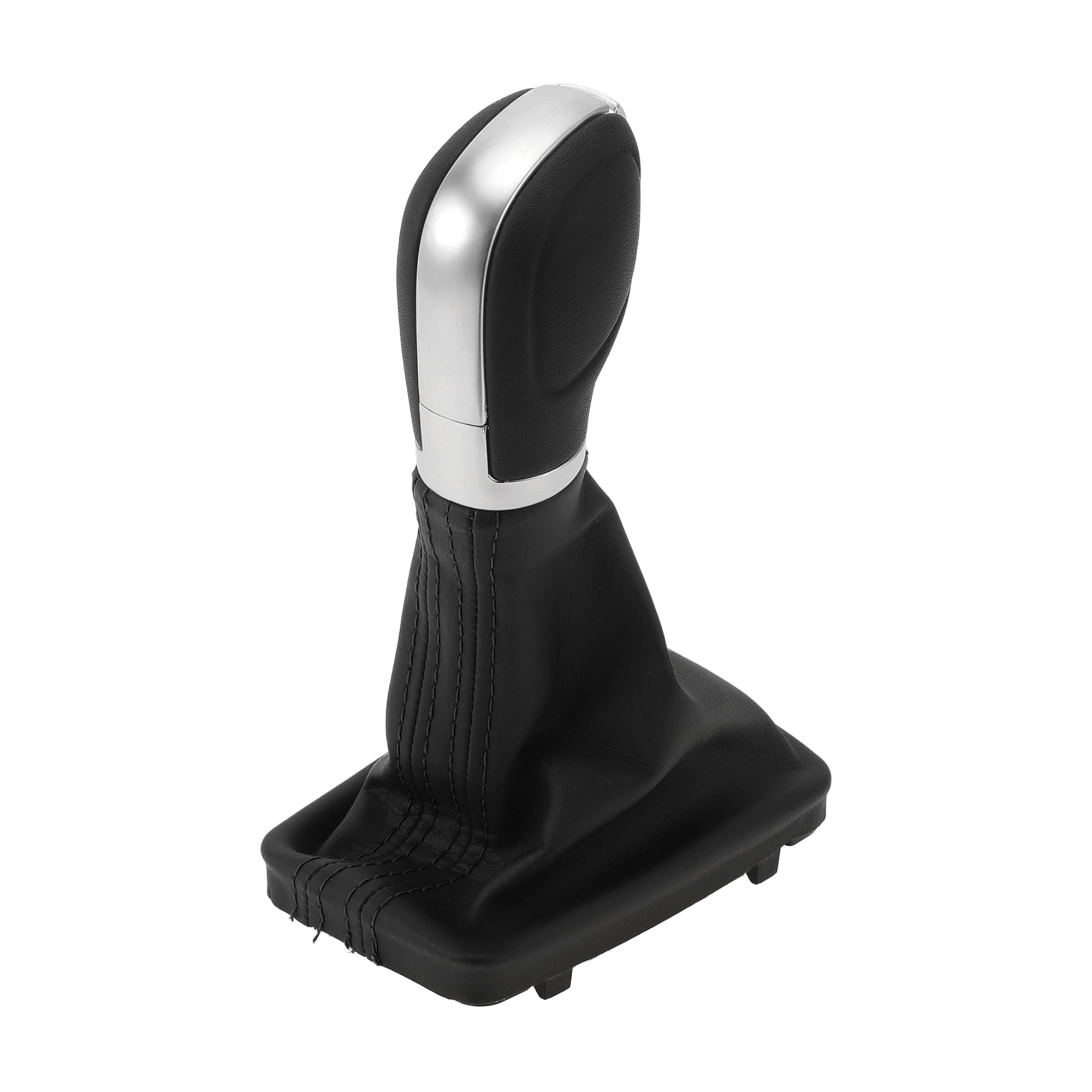 Unique Bargains Automatic Gear Shifter Knob with Cover - Car Shift Lever Knob - for Volkswagen Tiguan 2012-2015 Plastic Faux Leather Black Silver Tone - 1 Pc