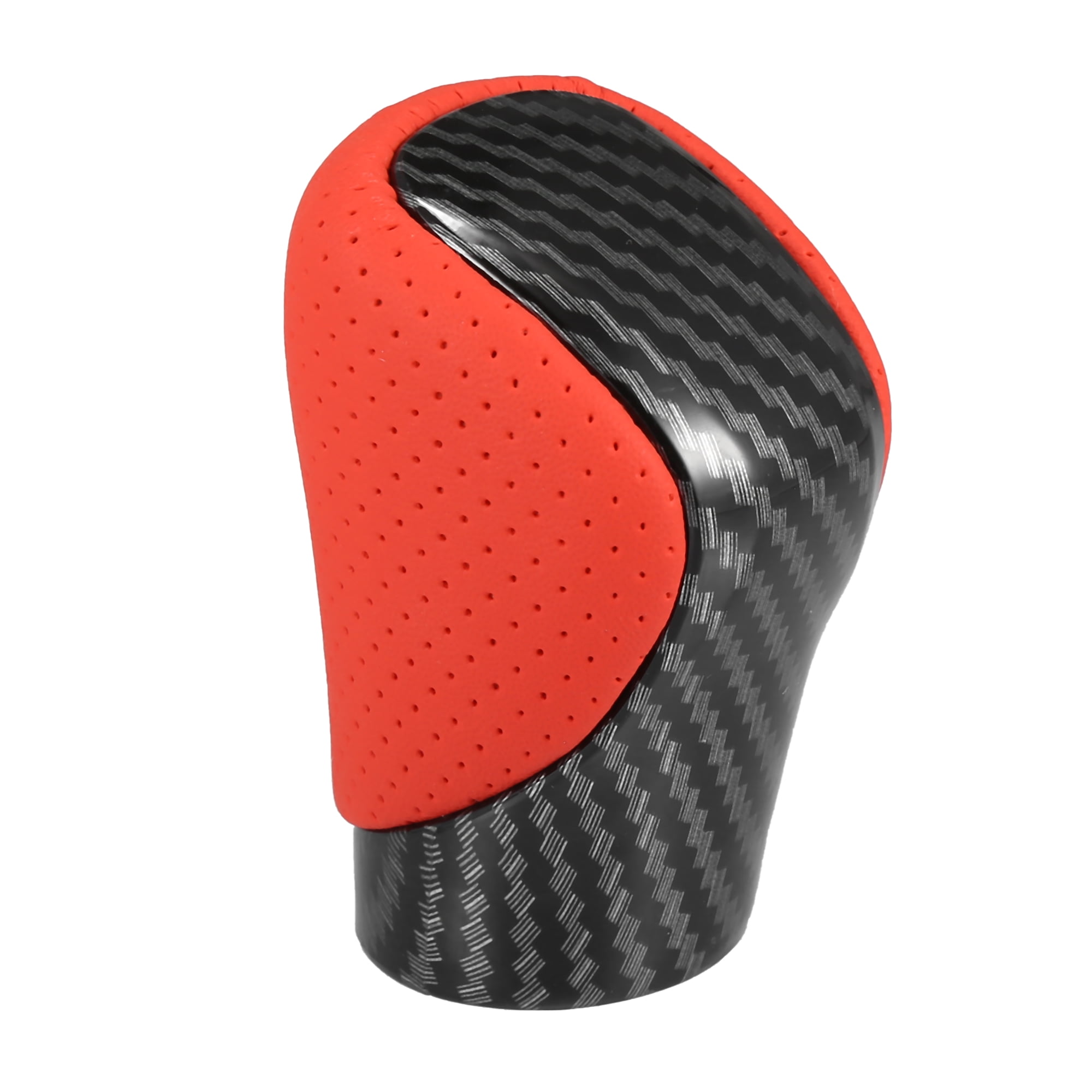 Unique Bargains 1PC Automatic Transmission Gear Shift Knob for Lexus ES300h Carbon Fiber Cover Red Faux Leather Perforated