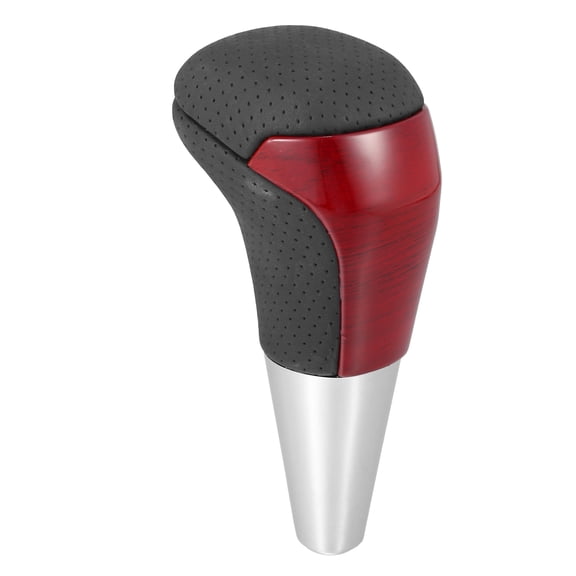 Automatic Transmission Gear Shift Knob for Toyota Red Wood Grain Cover Black Faux Leather Perforated