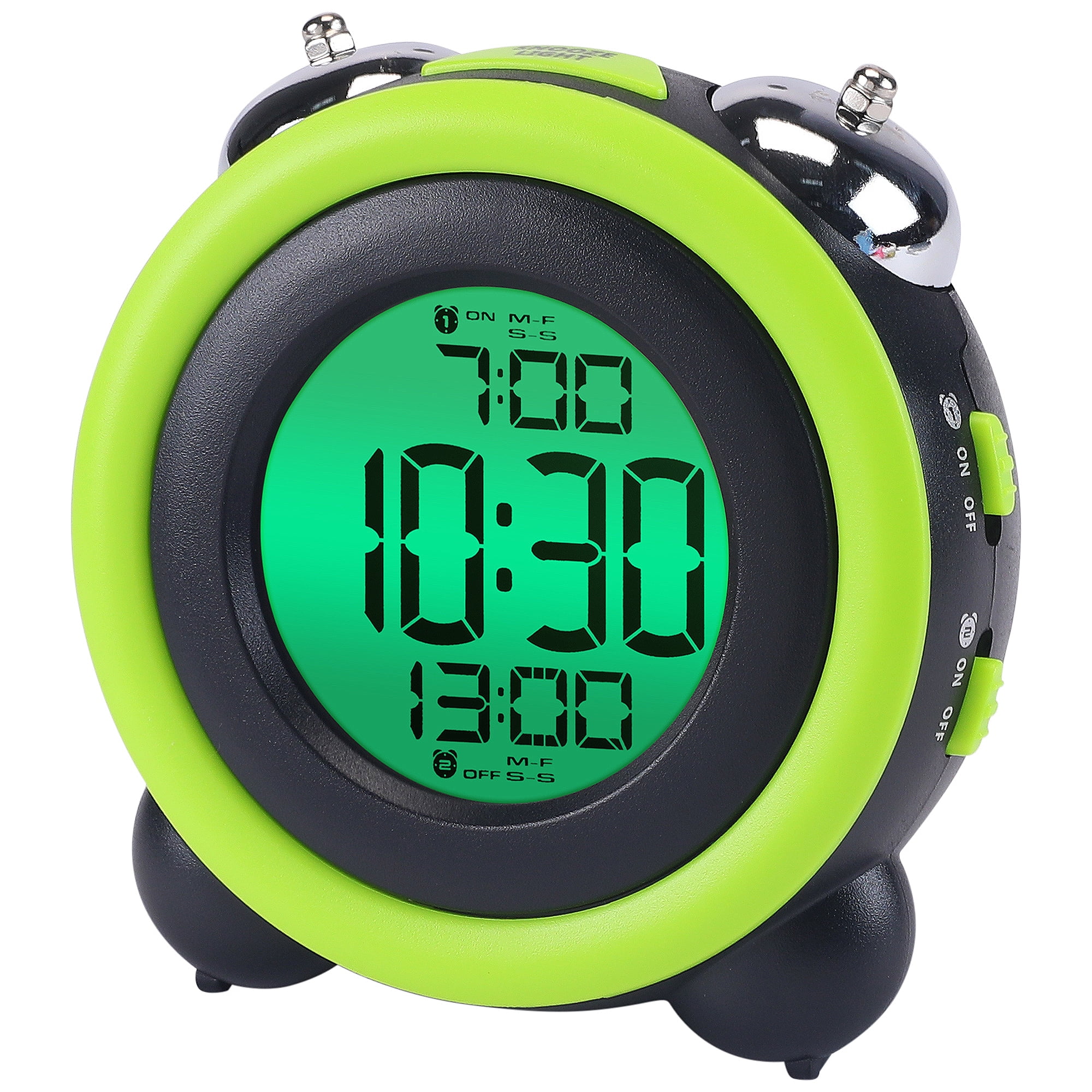 Unique Bargains Backlight Design Loud Alarm Clock Green 4.3"L x 2.4"W x 4.3"H