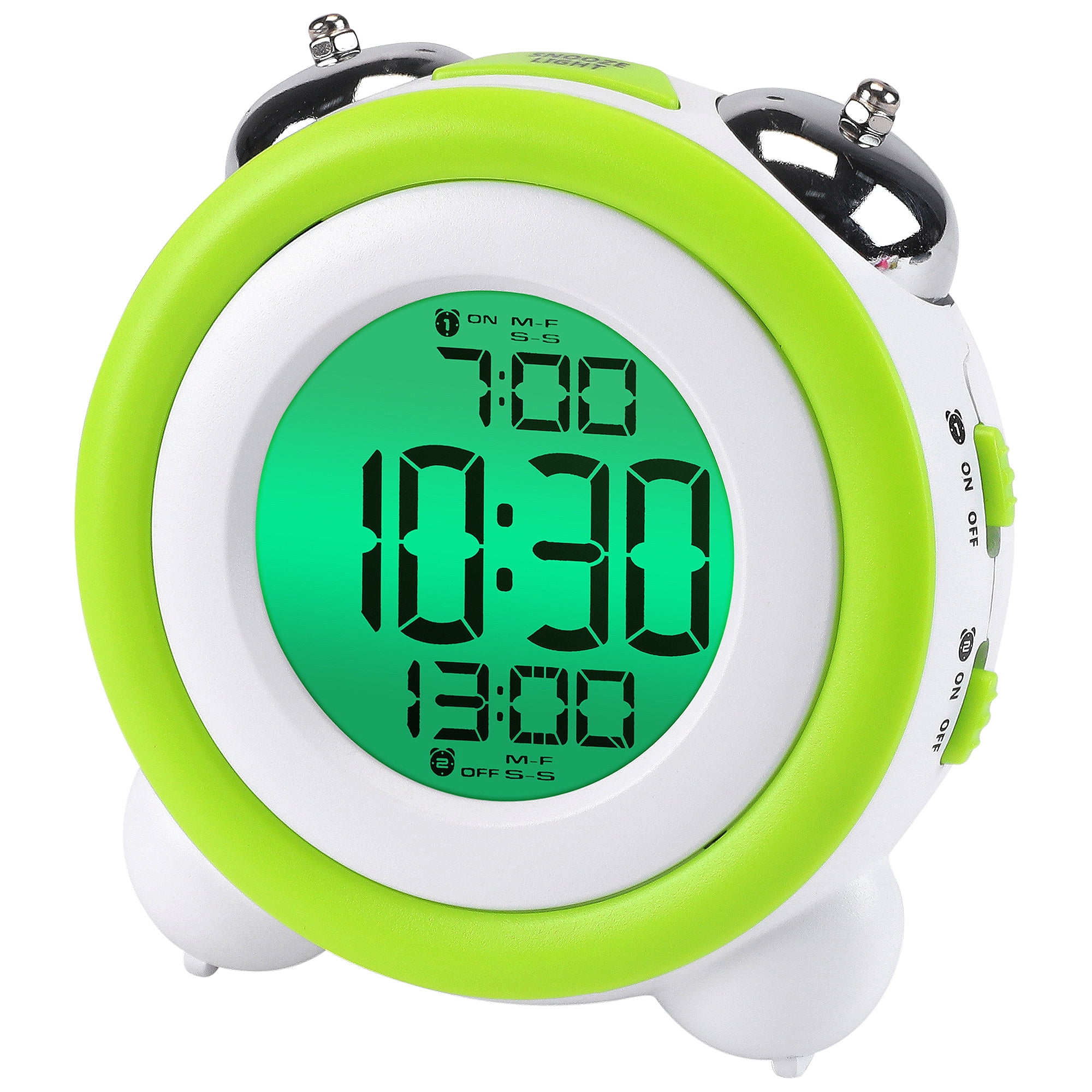 Unique Bargains Backlight Design Loud Alarm Clock Light Green 4.3"L x 2.4"W x 4.3"H