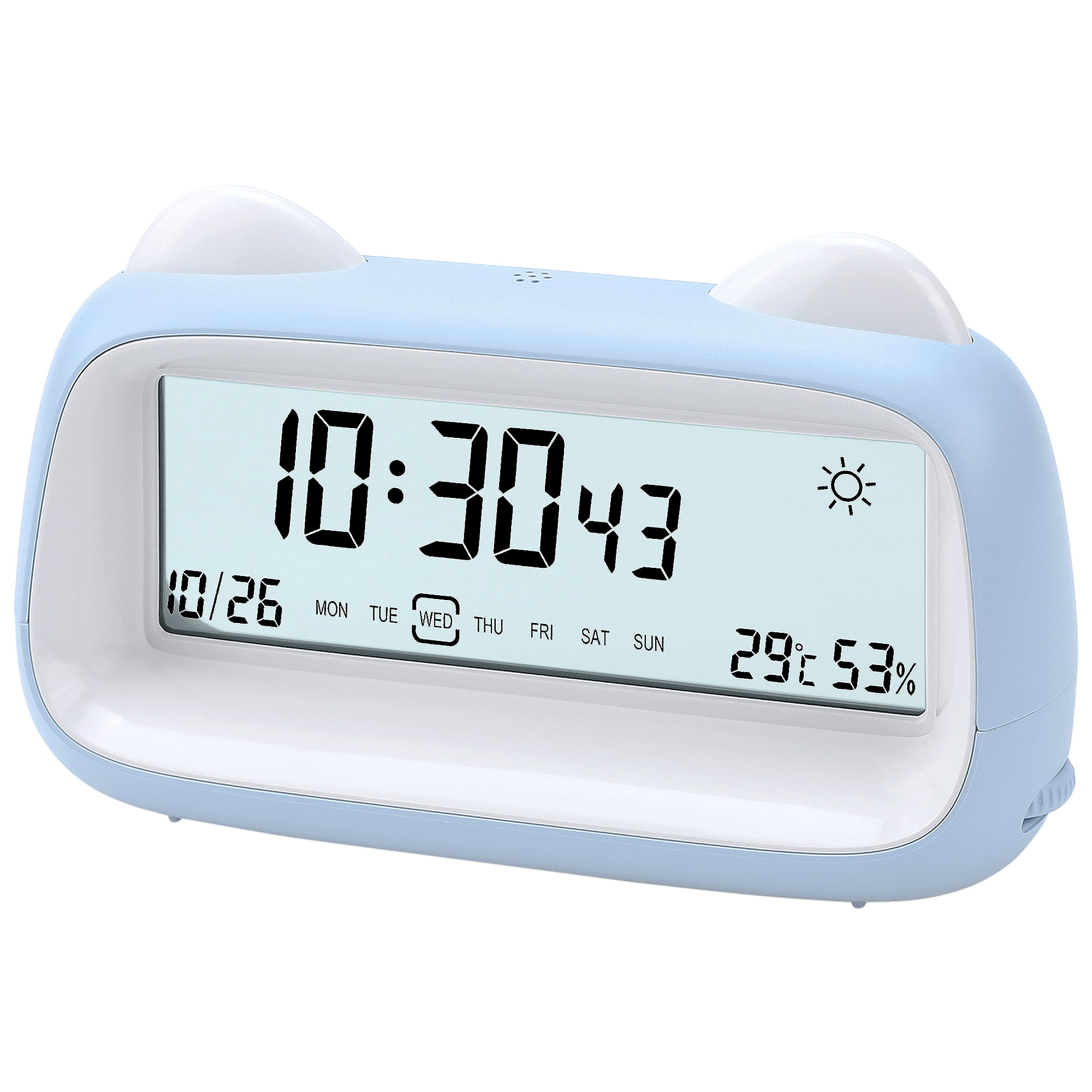 Unique Bargains Backlight Loud Sound Digital Alarm Clock Blue 6.1"L x 1.8"W x 3.7"H