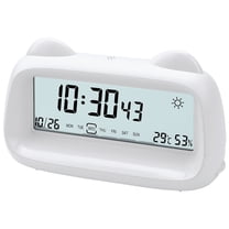 Unique Bargains Backlight Loud Sound Digital Alarm Clock White 6.1"L x 1.8"W x 3.7"H