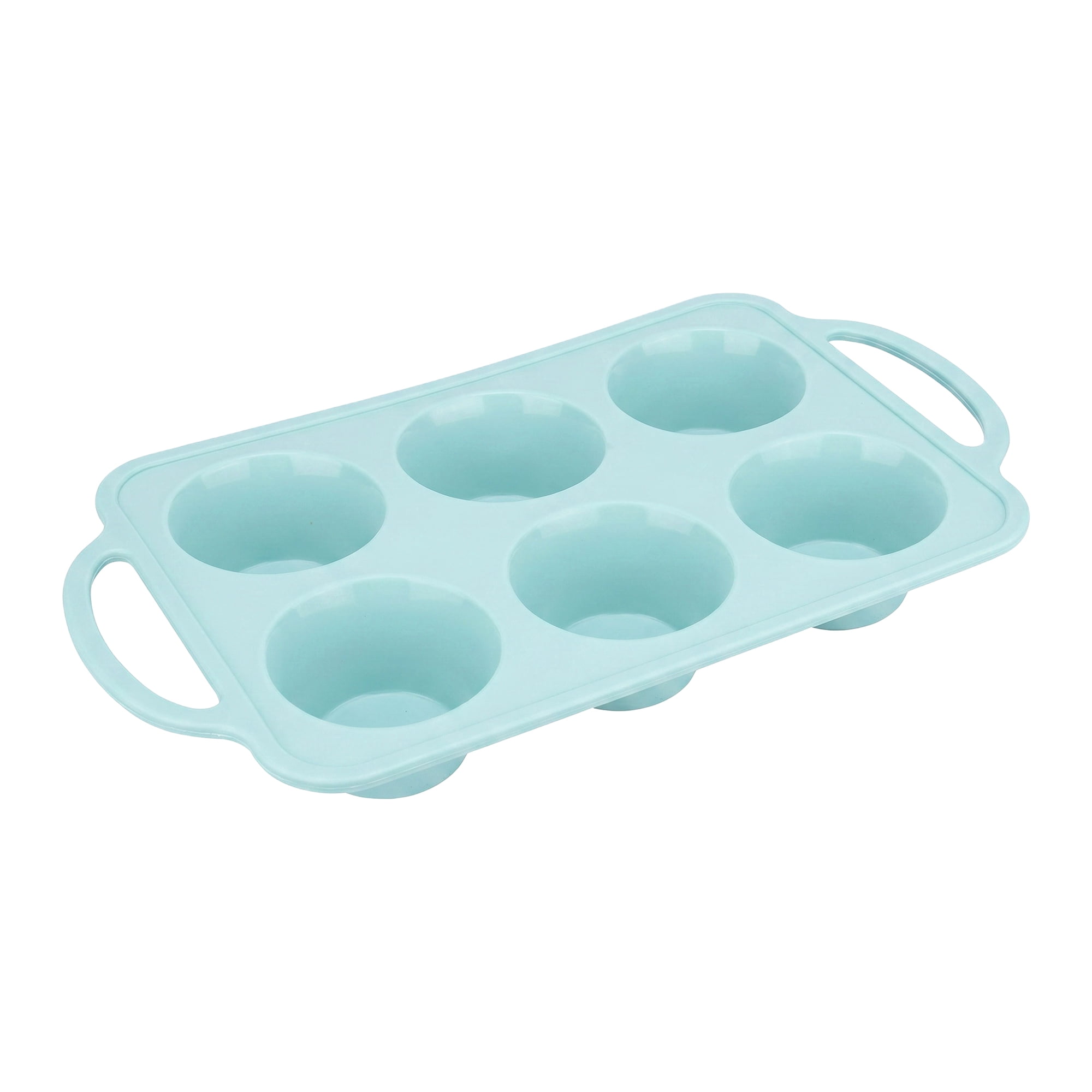 Unique Bargains Baking Pan 12-Cup Nonstick Silicone Tray with Dual Handles Green 12.8"x7.1"x1.5"
