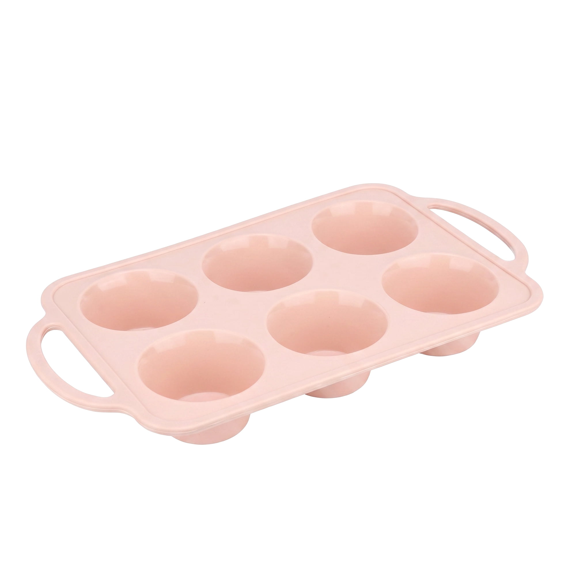Unique Bargains Baking Pan 12-Cup Nonstick Silicone Tray with Dual Handles Pink 12.8"x7.1"x1.5"