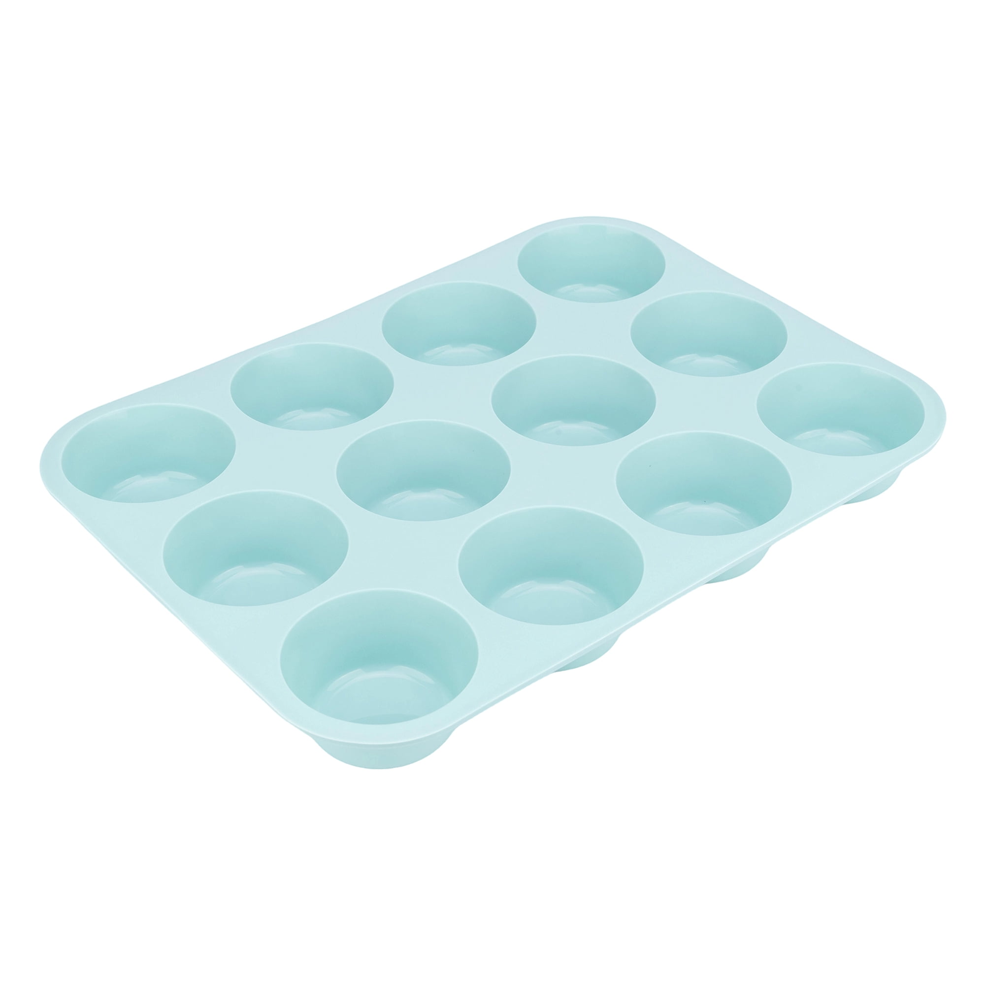 Unique Bargains Baking Pan 12-Cup Nonstick Silicone for Snack Baking Blue 11.6"x8.6"