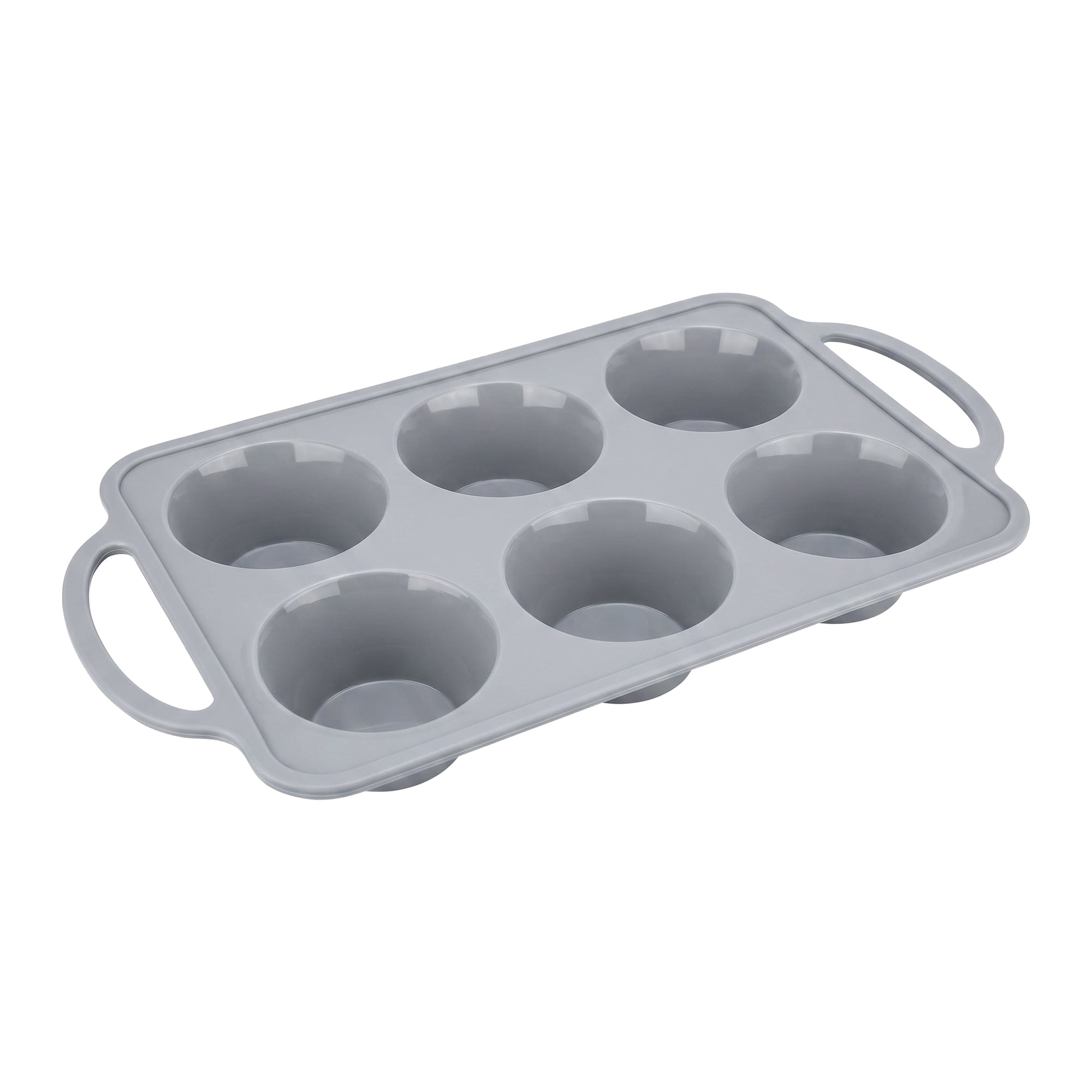 Unique Bargains Baking Pan 12-Cup Nonstick Silicone Tray with Dual Handles Gray 12.8"x7.1"x1.5"