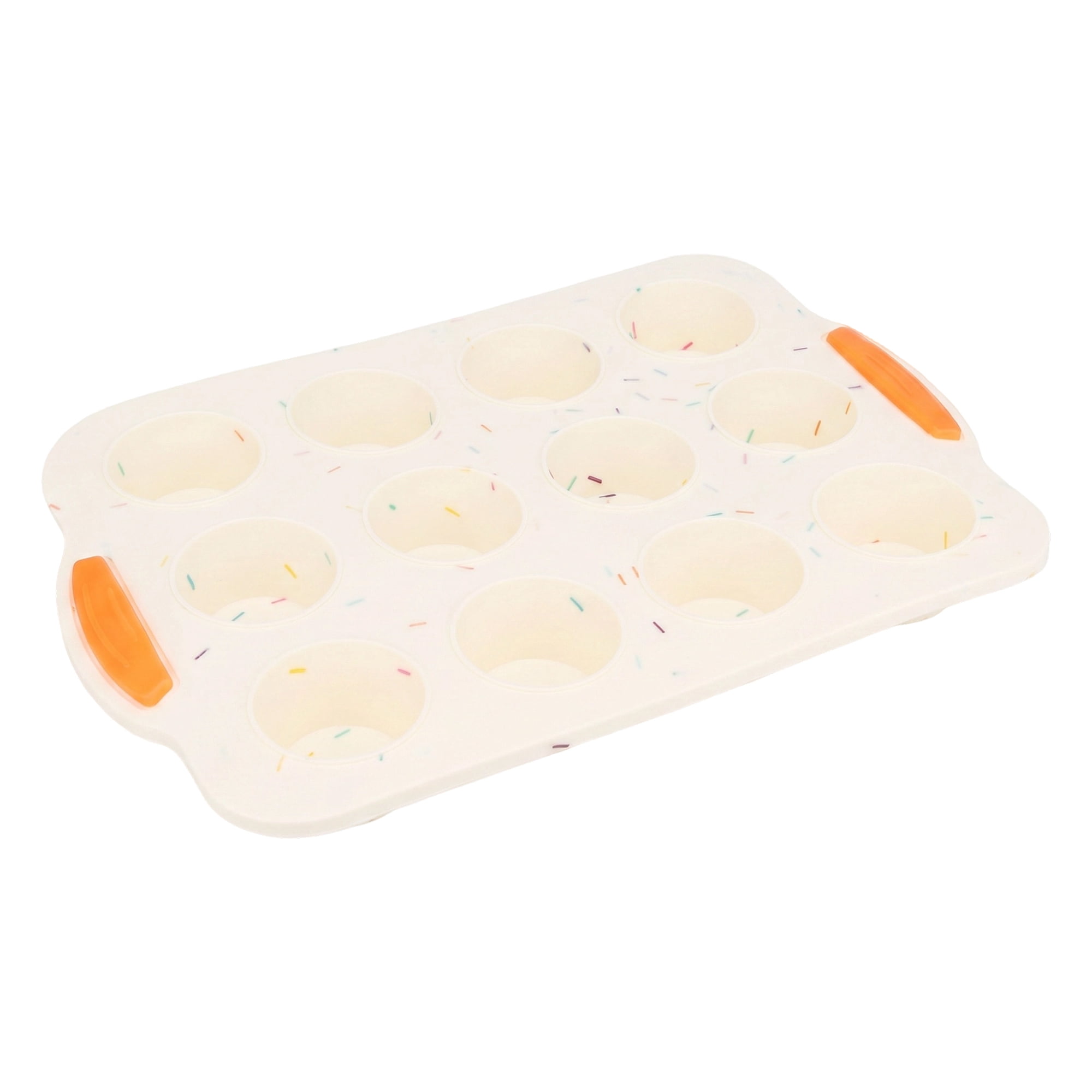 Unique Bargains Baking Pan 12-Cup Speckled Nonstick Silicone Tray for Bread Beige 12"x7.9"