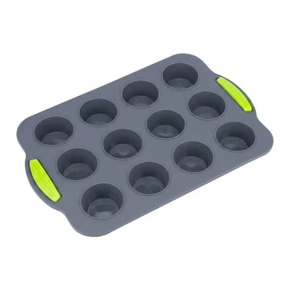 Unique Bargains Baking Pan 12-Cup Speckled Nonstick Silicone Tray for Bread GrayB 12"x7.9"