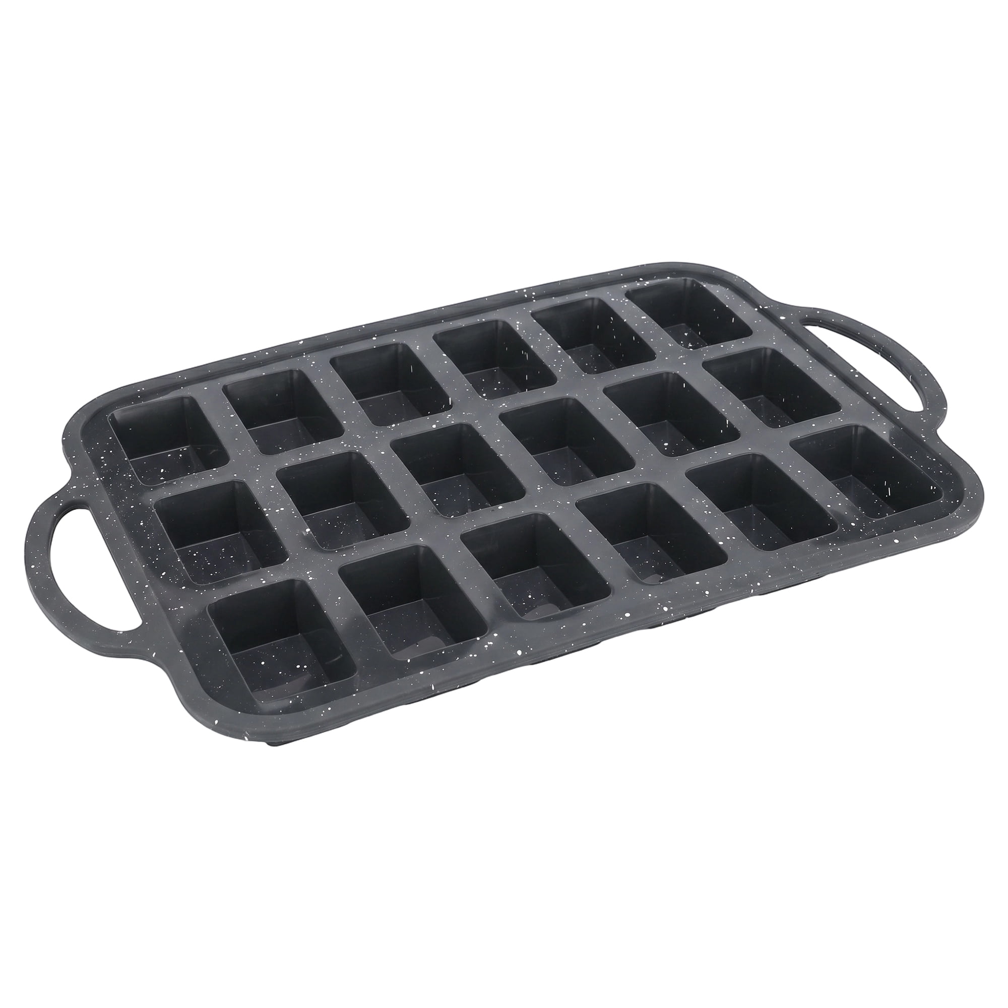 Unique Bargains Baking Pan 24-Cup Speckled Tray with Dual Loop Handles Black 14.8"x9.9"x1"