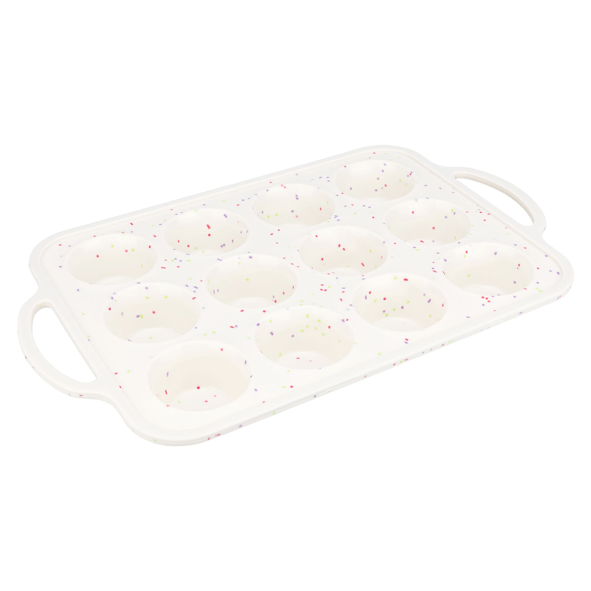 Unique Bargains Baking Pan 24-Cup Speckled Tray with Dual Loop Handles Multicolor 8 Grid