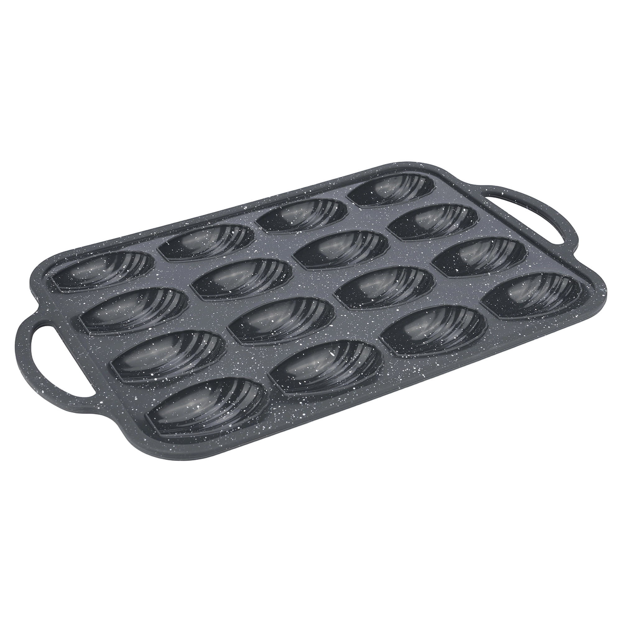 Unique Bargains Baking Pan 24-Cup Speckled Tray with Loop Handles Black 14.8"x9.9"x0.8"