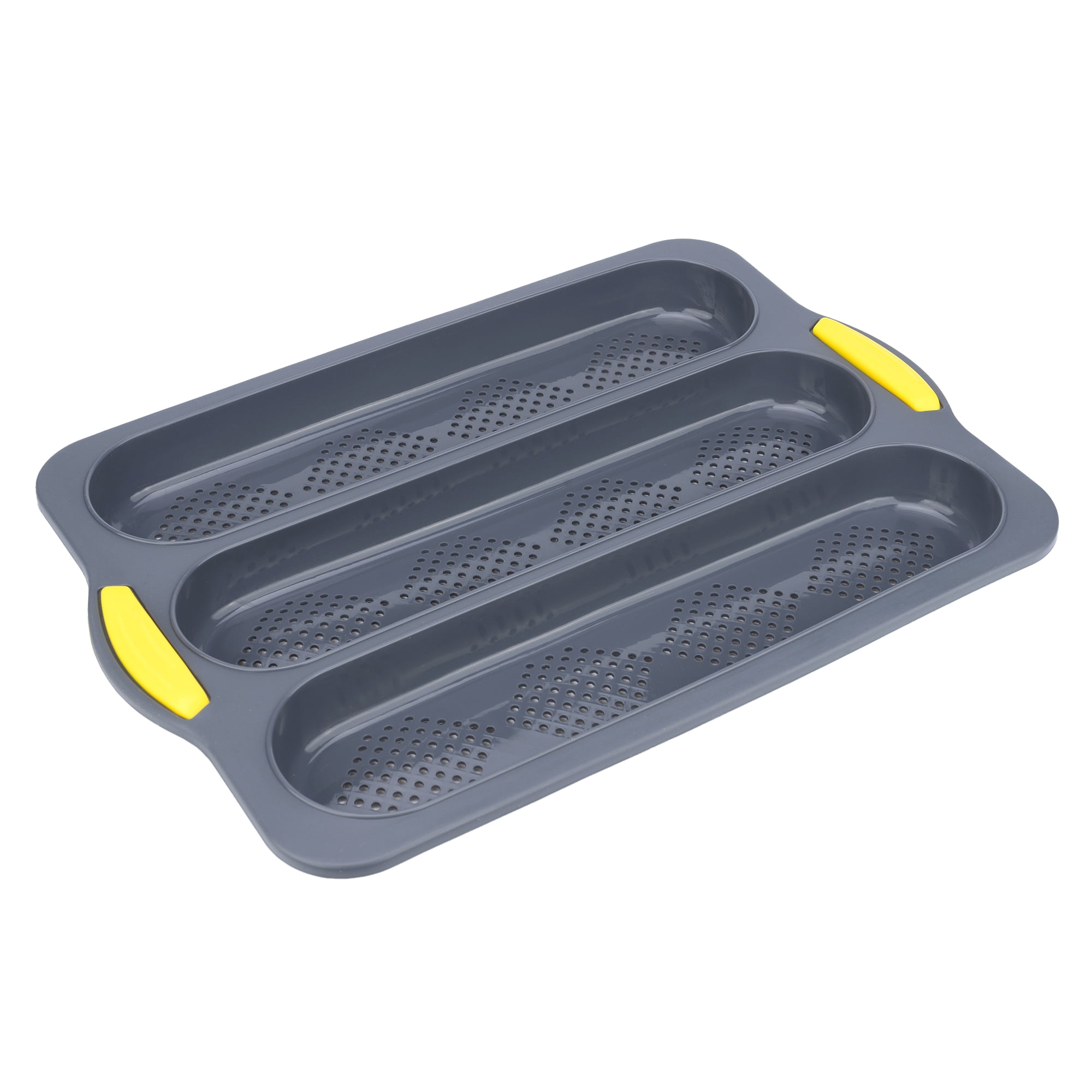 Unique Bargains Baking Pan 3-Loaf Speckled Ventilated Tray with Handle Gray 13"x9.1"x1"