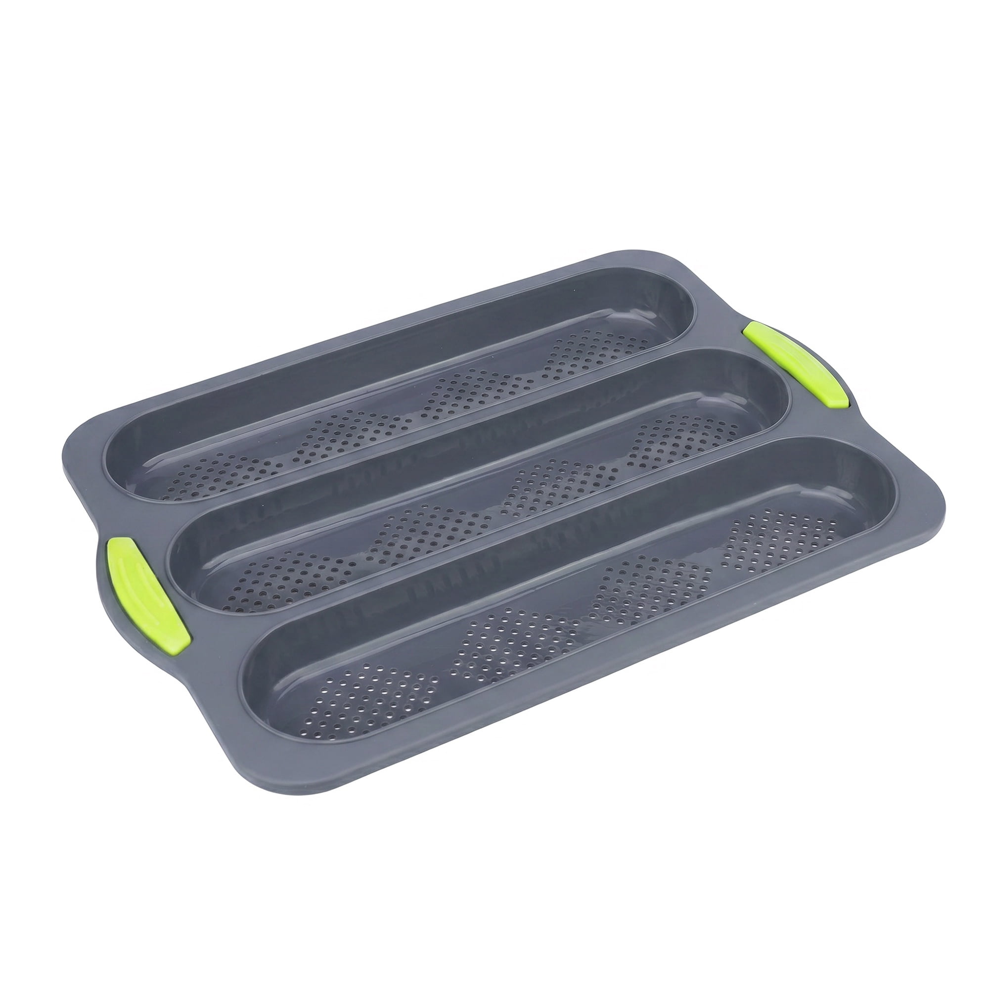 Unique Bargains Baking Pan 3-Loaf Speckled Ventilated Tray with Handles Gray 13"x9.1"x1"