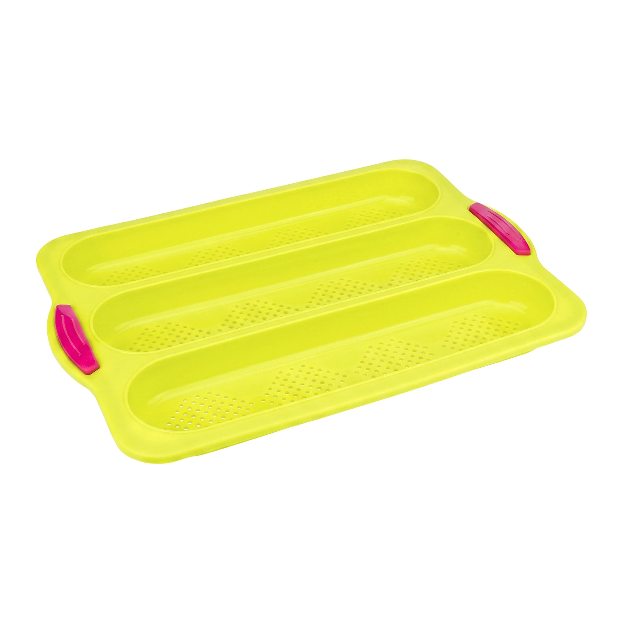 Unique Bargains Baking Pan 3-Loaf Speckled Ventilated Tray with Handles Green 13"x9.1"x1"