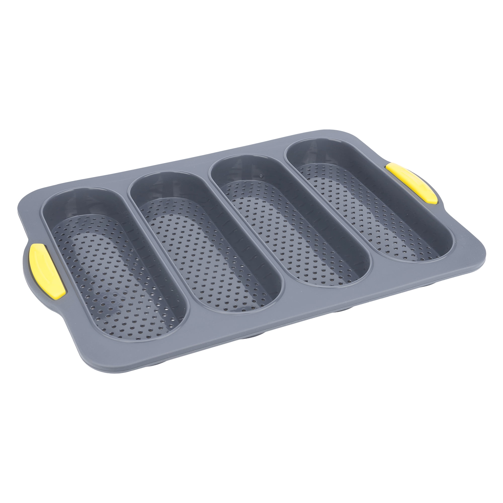 Unique Bargains Baking Pan 4-Loaf Speckled Nonstick Tray with Handles Gray 13.4"x9.4"x1"