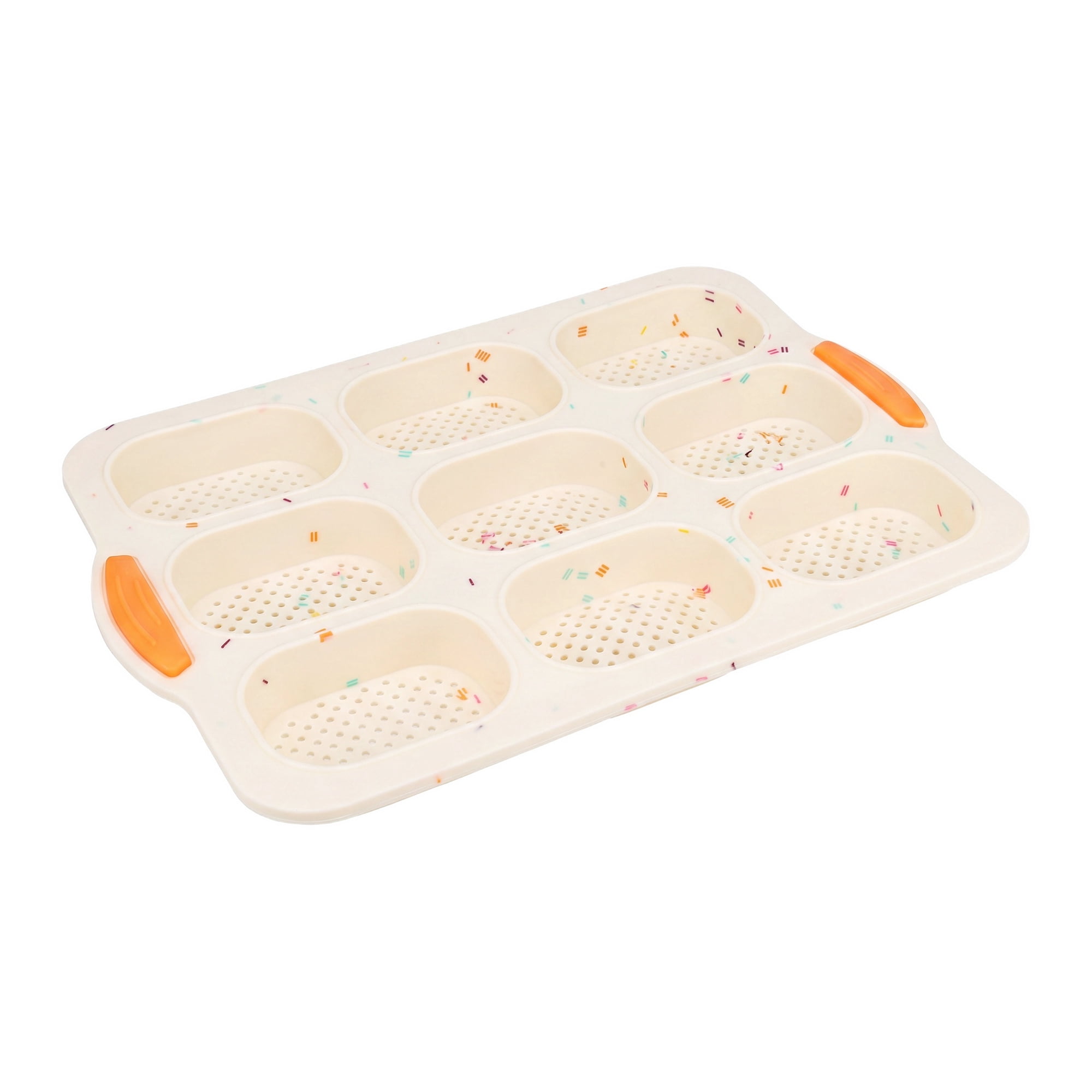 Unique Bargains Baking Pan 9-Cell Ventilated Tray with Handle Beige 13.2"x9.3"x1"