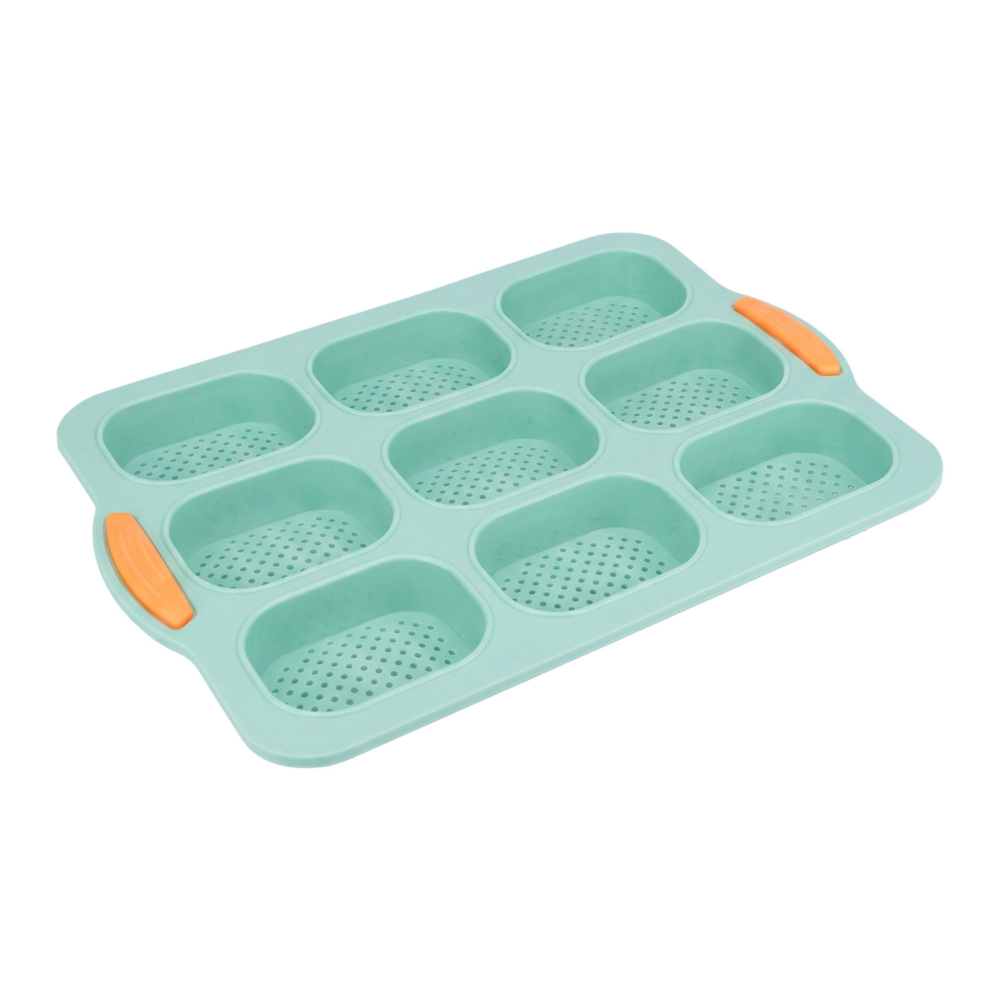Unique Bargains Baking Pan 9-Cell Ventilated Tray with Handles Dark Green 13.2"x9.3"x1"