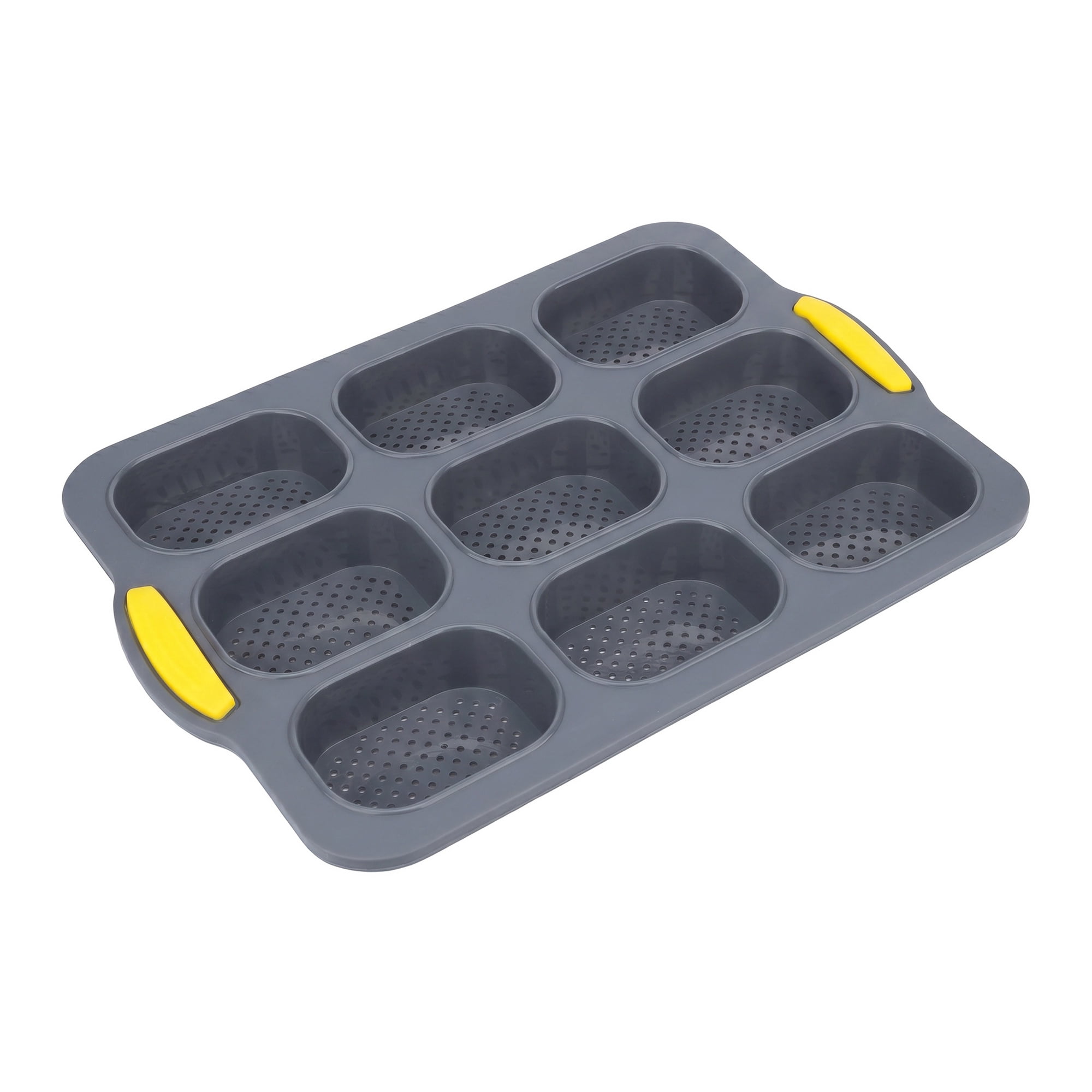 Unique Bargains Baking Pan 9-Cell Ventilated Tray with Handles Light Gray 13.2"x9.3"x1"