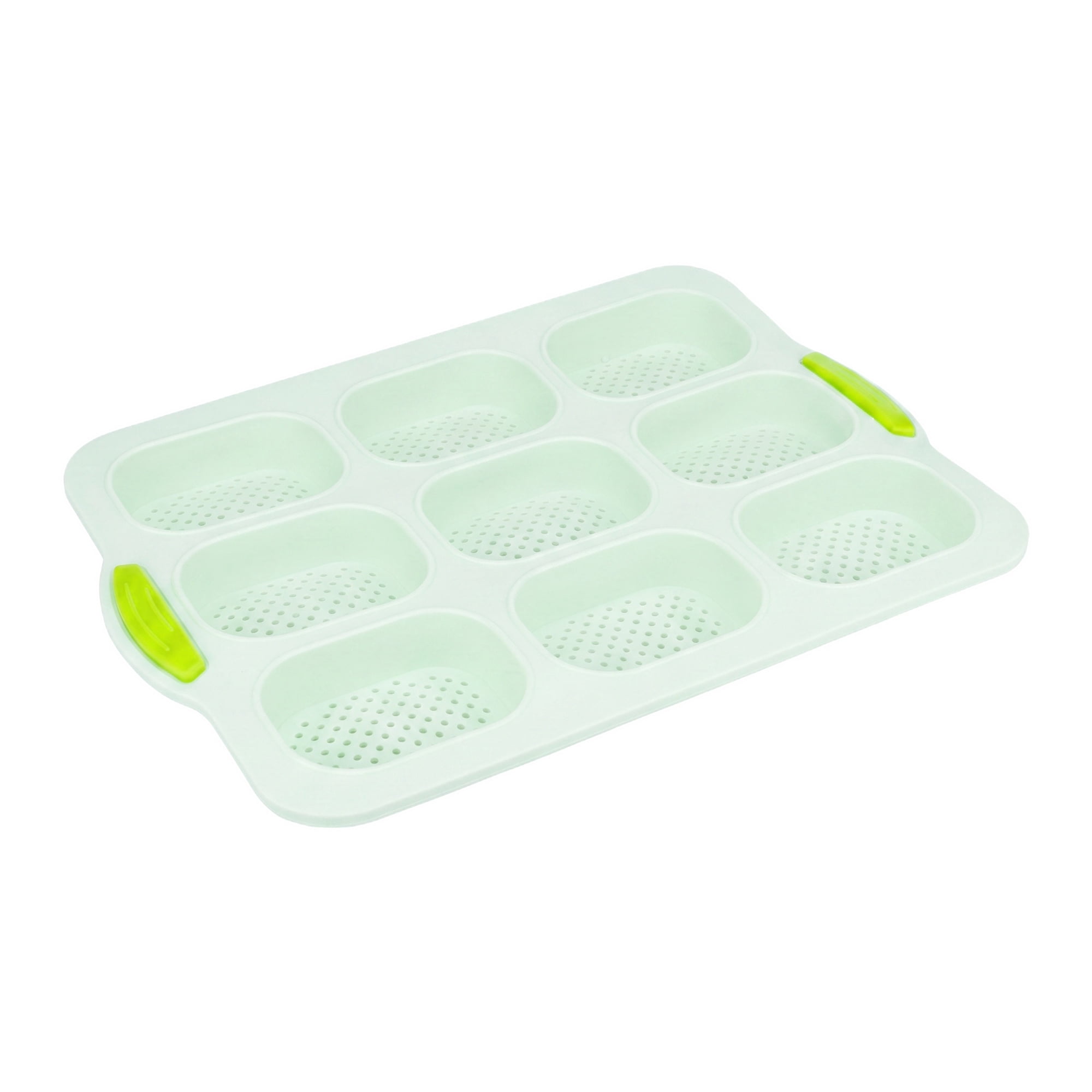Unique Bargains Baking Pan 9-Cell Ventilated Tray with Handles Mint Green 13.2"x9.3"x1"