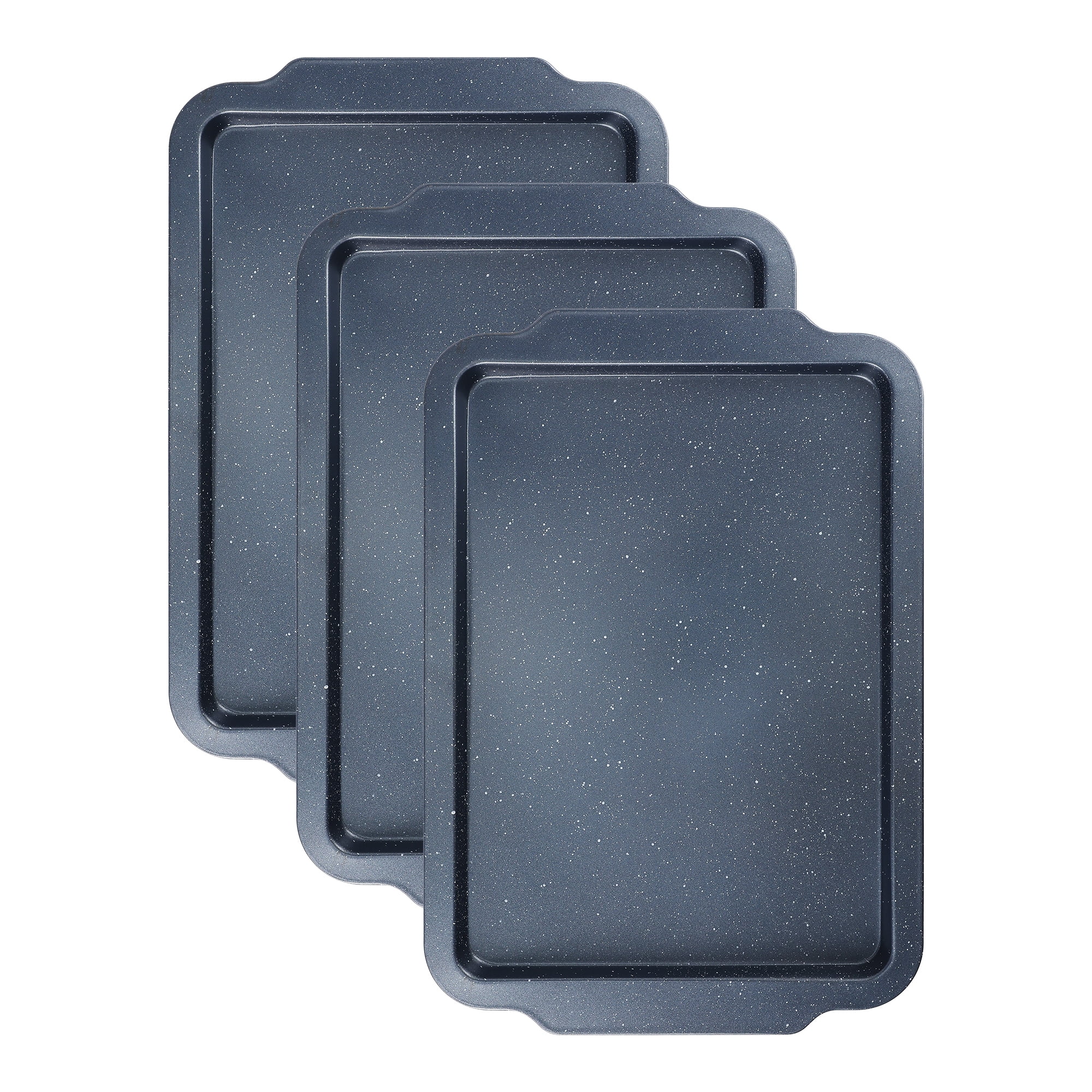 Unique Bargains Baking Pan Set of 3 Cookie Sheets Black 15.7*10.8*0.7in