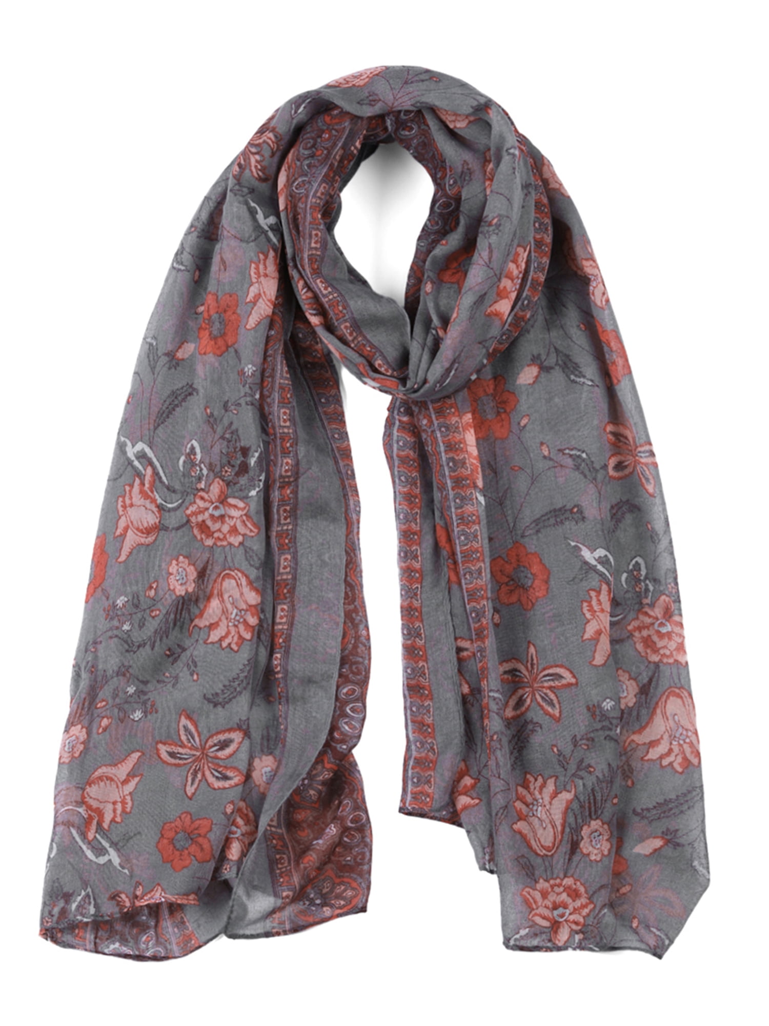 Unique Bargains Balinese Yarn Large Polyester Scarves Beach Shawls Vintage Wraps For Women Gray