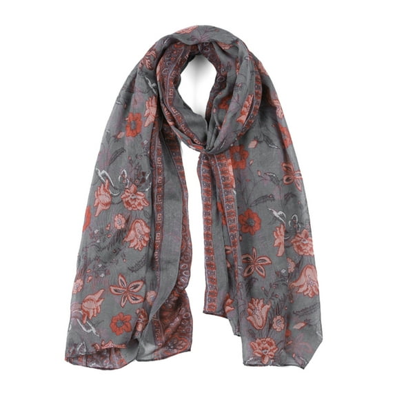 Unique Bargains Balinese Yarn Large Polyester Scarves Beach Shawls Vintage Wraps For Women Gray