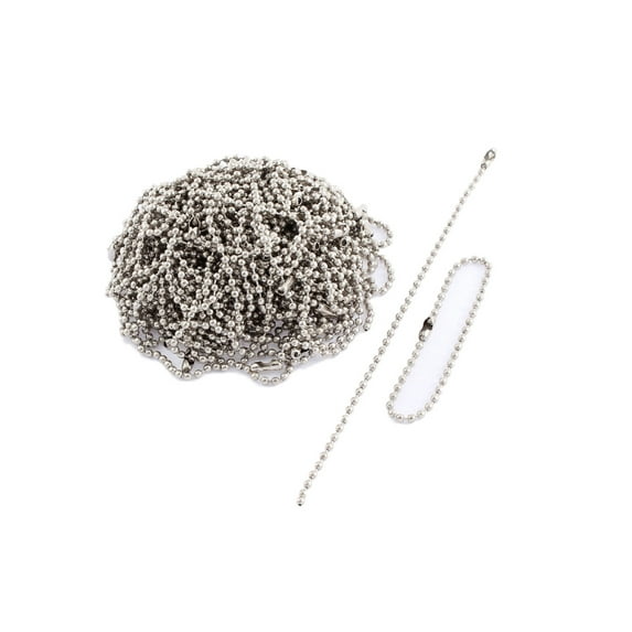 Unique Bargains Ball Bead Chain 5.91'' Stainless Steel Silver Tone 100Pcs